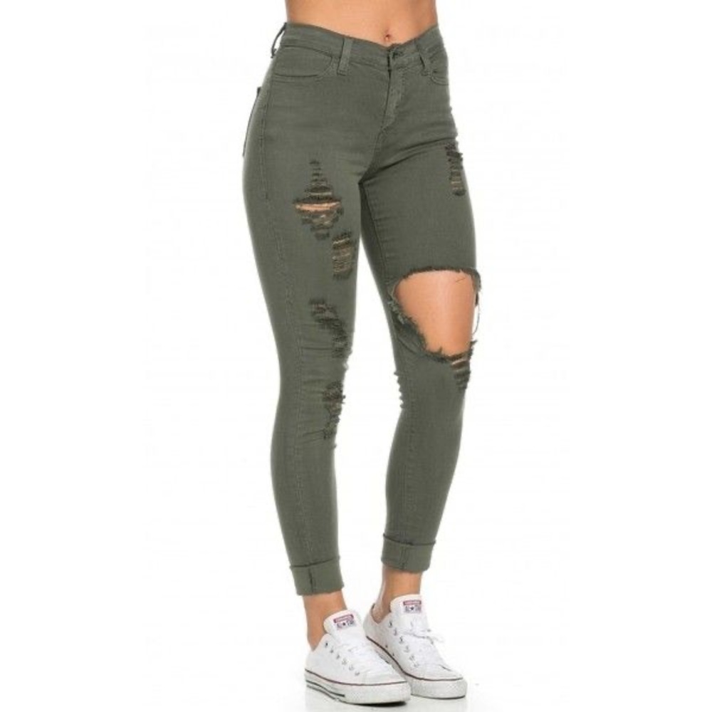 Green ripped jeans